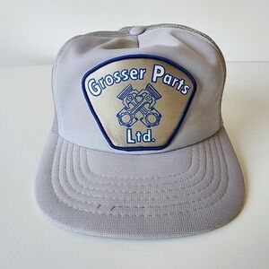 Vintage Grosser Parts Ltd Trucker Hat Cap Snapback Patch 80s Pistons Oil‎ Gas